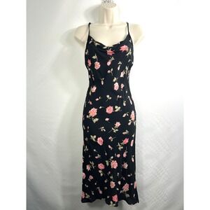 MONTE‎ Floral Sundress Cowl Neck Midi Dress Size M Y2K Slimming Sexy